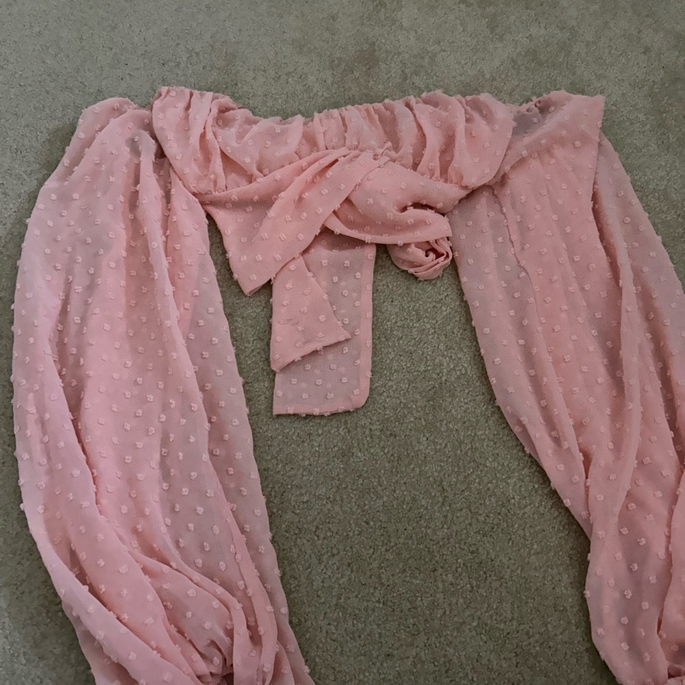 Lucy in the Sky Long Sleeve Wrap Polka Dot Puffy Sleeve in Pink Size XS